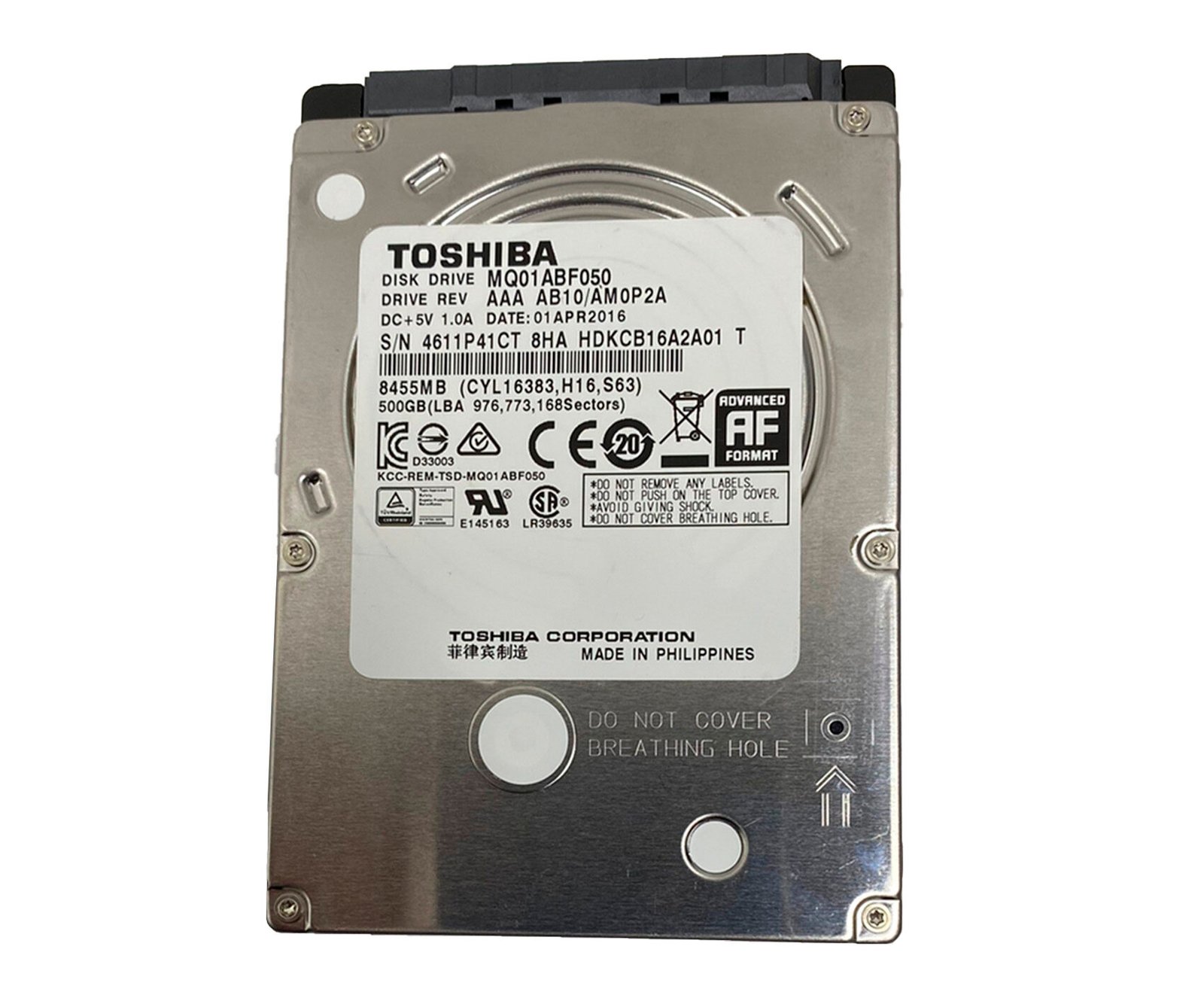 Disco Rigido SATA Notebook Toshiba 500Gb Slim