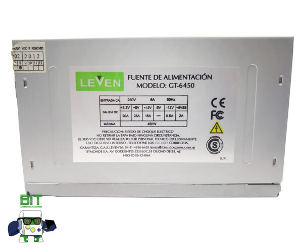 Fuente De Alimentacion Pc Gabinete Leven Gt 6450 450w - Image 3