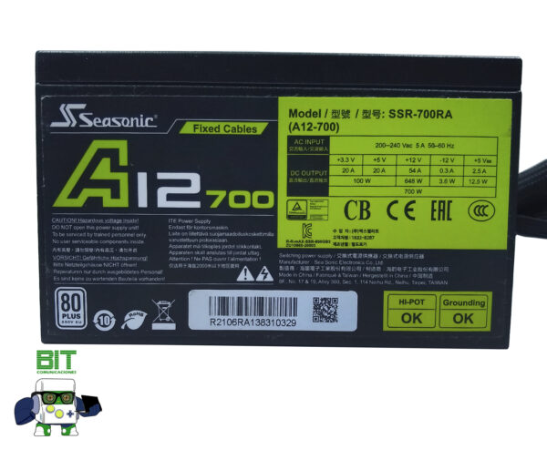 Fuente De Alimentación Pc Gamer Seasonic A12-700 80plus 700w - Image 4
