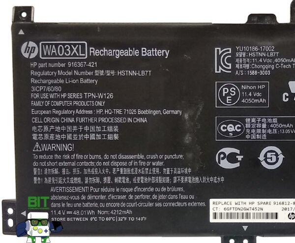 Bateria Notebook Wa03xl Hp Pavilion X360 14-ba 15-bk 15-br - Image 3