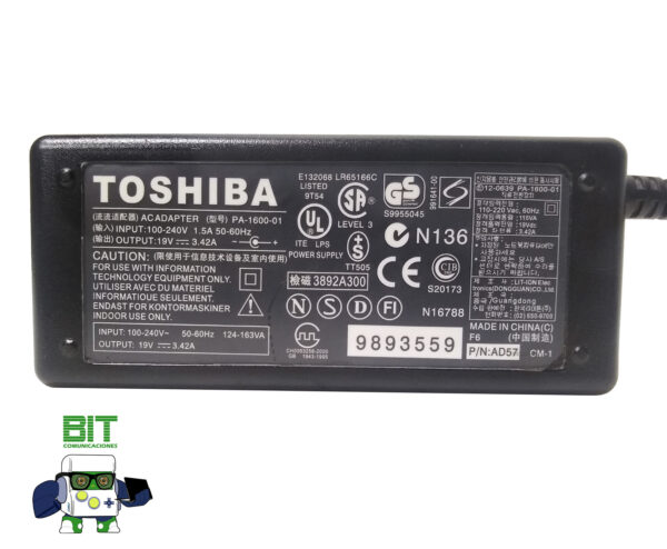 Cargador Toshiba 19v 3.42a 65w Original - Image 3