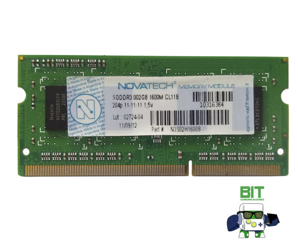 Memoria Ram Notebook Novatech Ddr3 2gb 1600mhz 1.5v - Image 2
