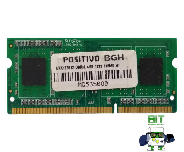 Memoria Ram Sodimm Positivo Bhg Ddr3l 4gb 1333mhz 1.35v 512m - Image 2