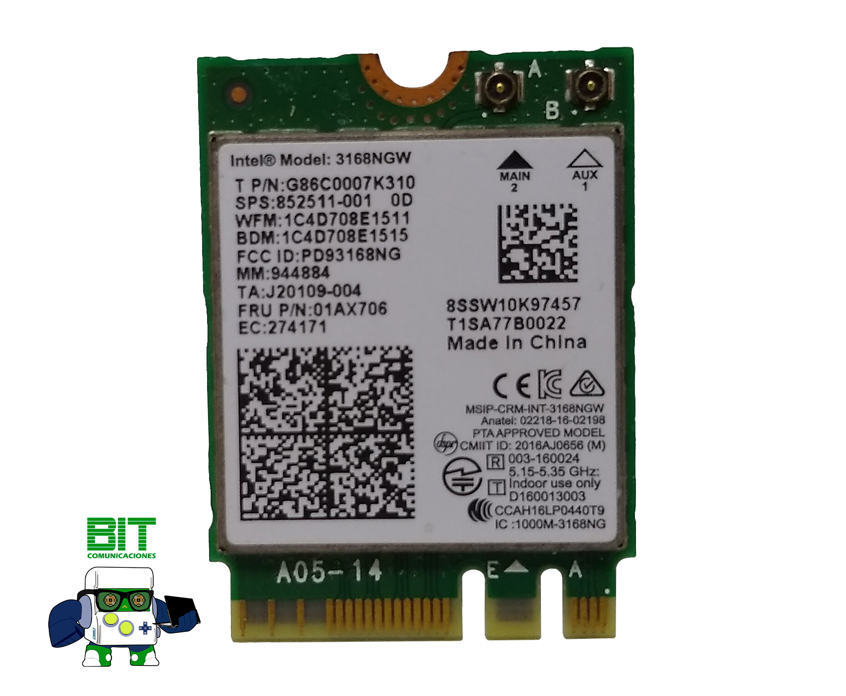 Placa Red Wifi Intel 3168ngw - Image 2